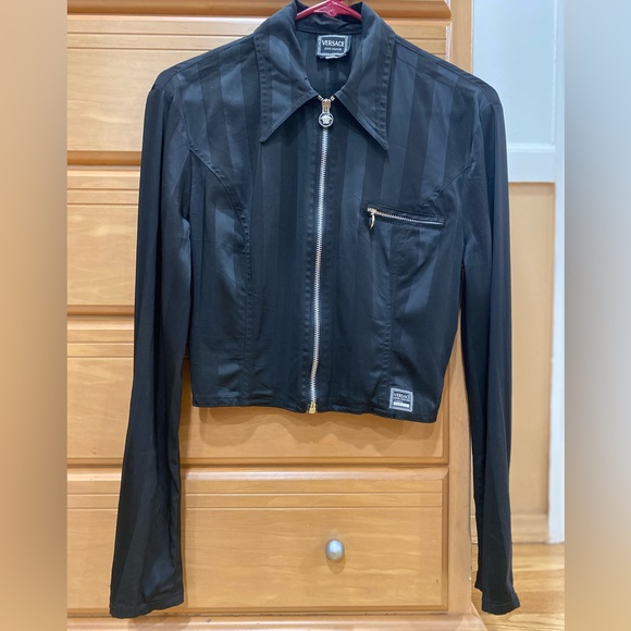 Versace 🖤 Medusa jacket / Top size black small VGUC - Picture 9 of 16